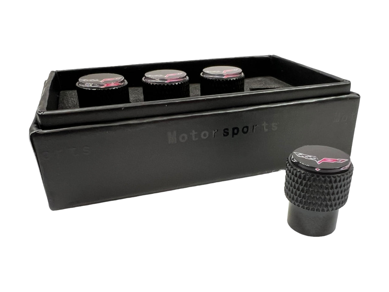 Chevrolet Corvette C6 Black Knurled Valve Stem Caps