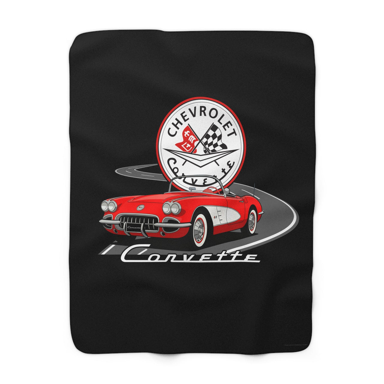 C1 Corvette Emblem & Track 50 x 60 Inch Sherpa Fleece Blanket