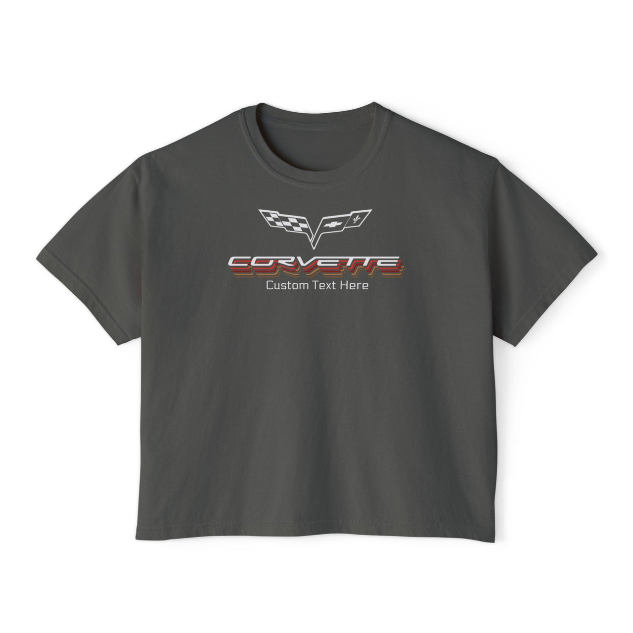 C6 Corvette Repeat Script Personalized Women's Cotton Boxy Tee