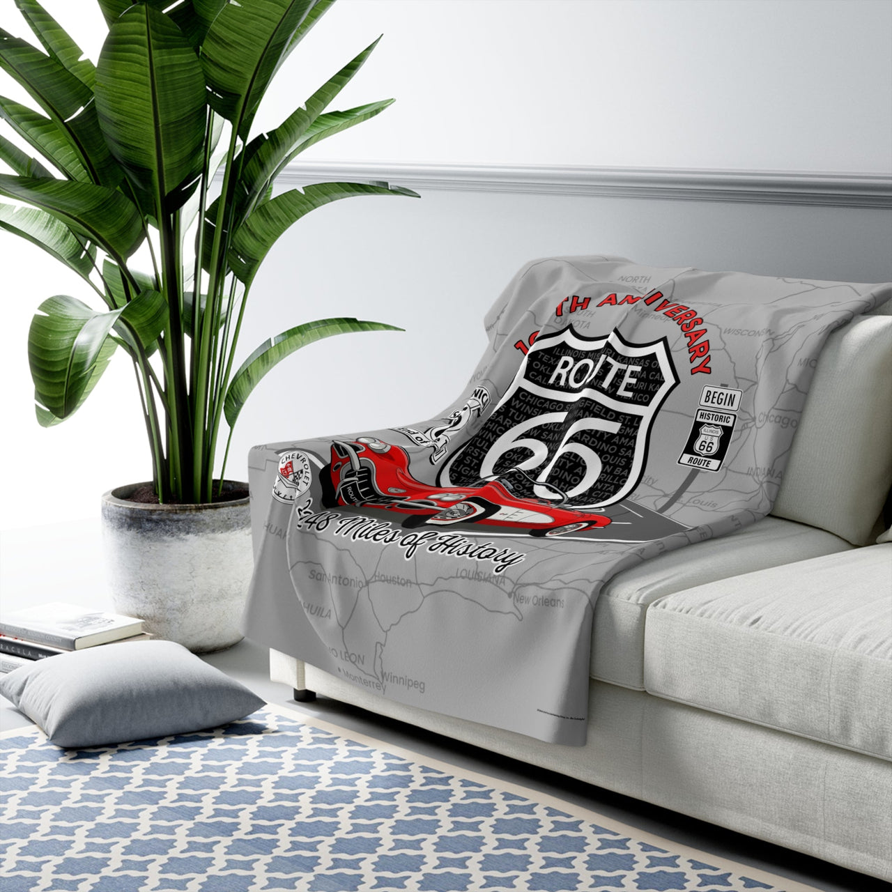 C1 Corvette Route 66 100th Anniversary Sherpa Blanket