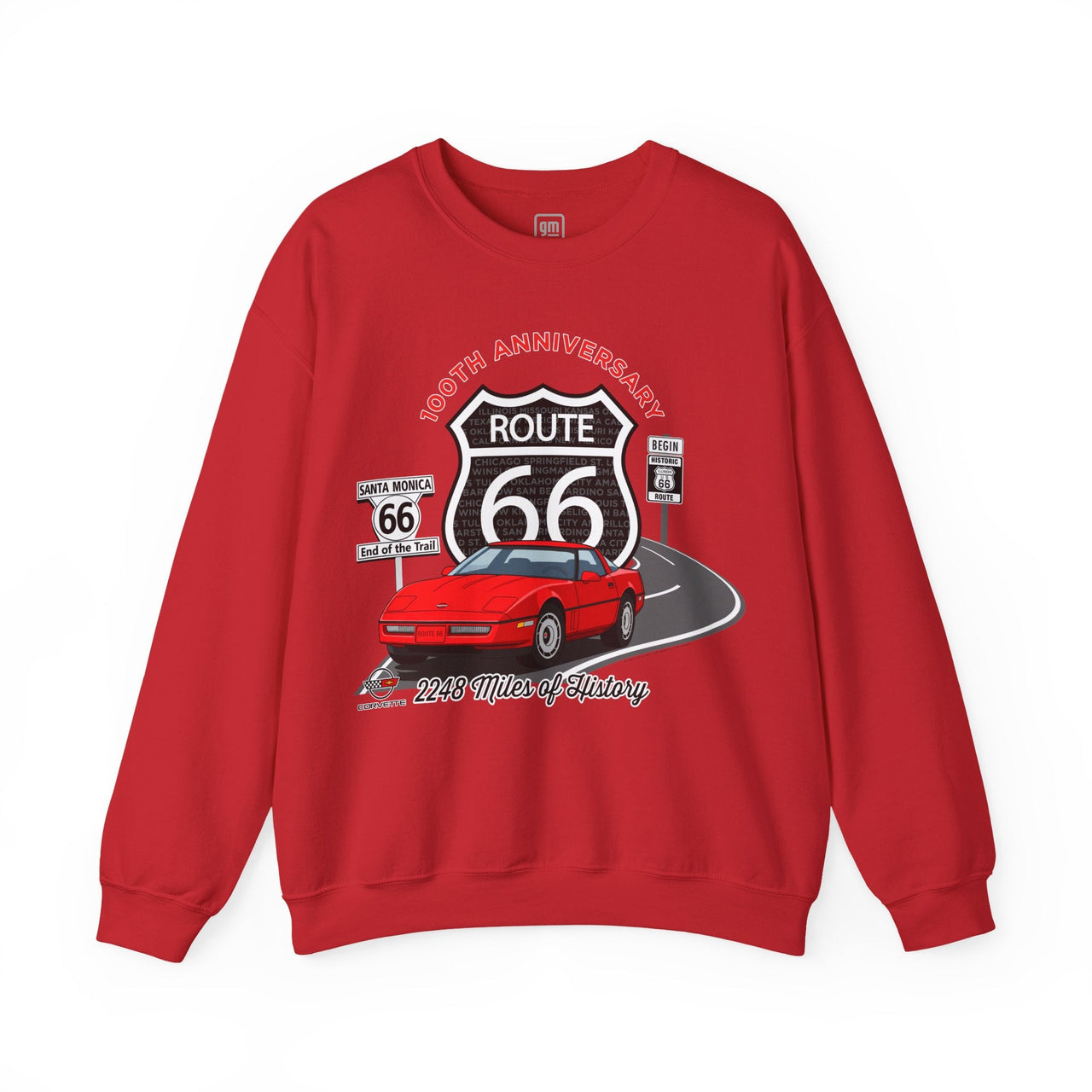 C4 Corvette Route 66 100th Anniversary Cotton Blend Sweatshirt