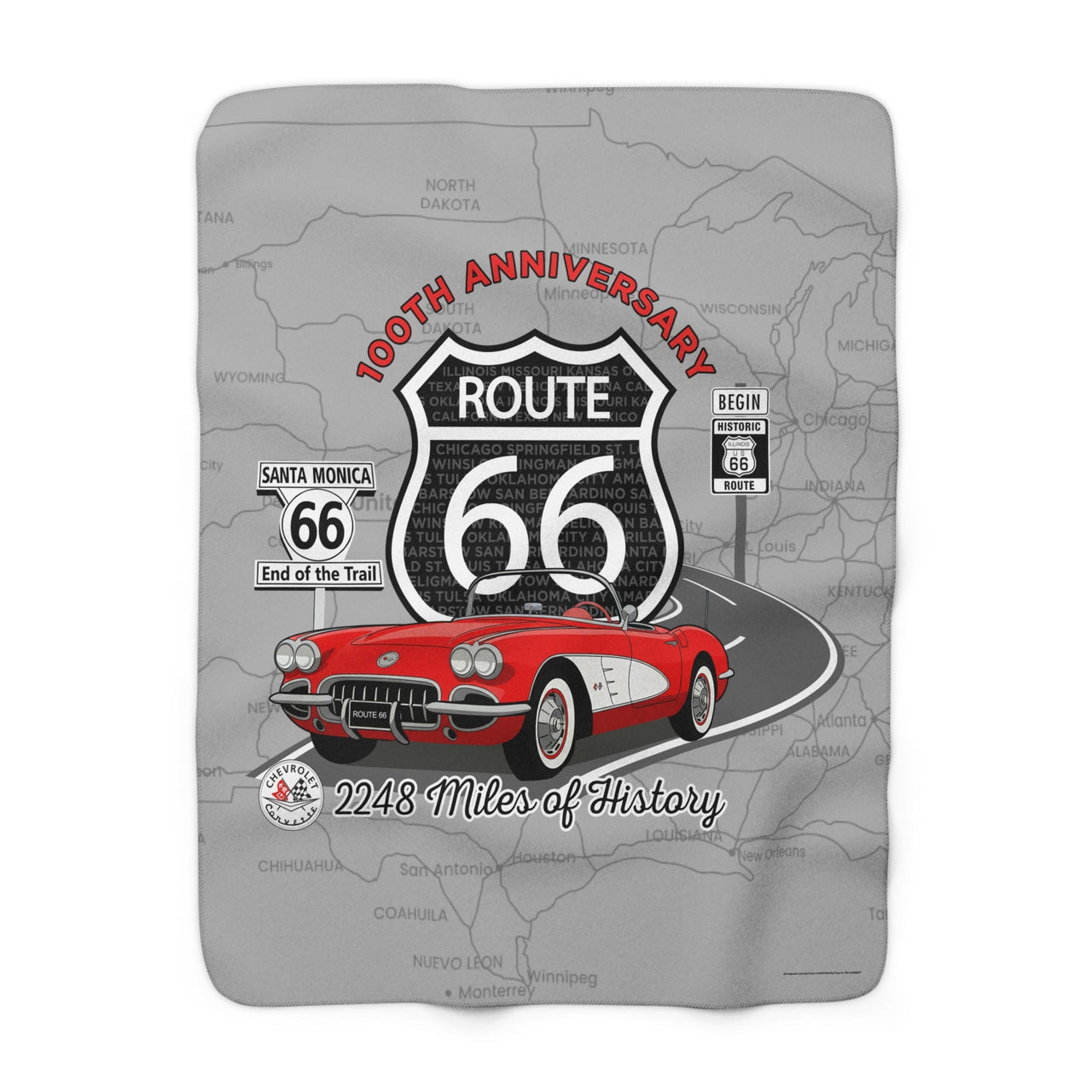 C1 Corvette Route 66 100th Anniversary Sherpa Blanket