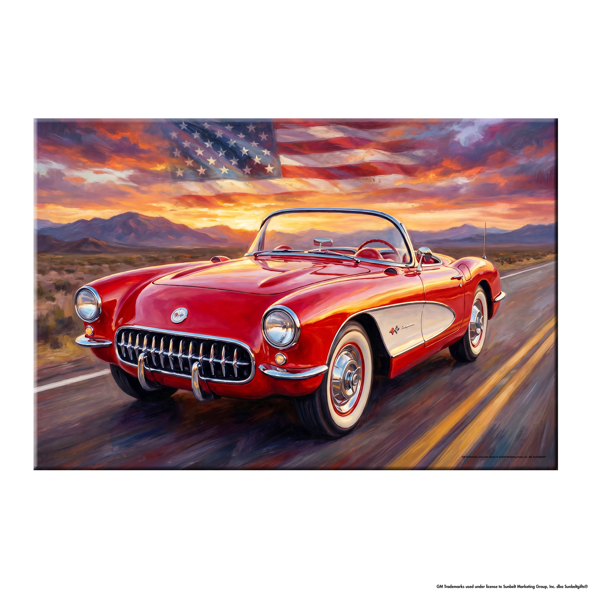 Chevrolet Corvette コルベットc1 ウォールシェルフ 壁棚 Red C1 Corvette Americana Highway Canvas Wall Art