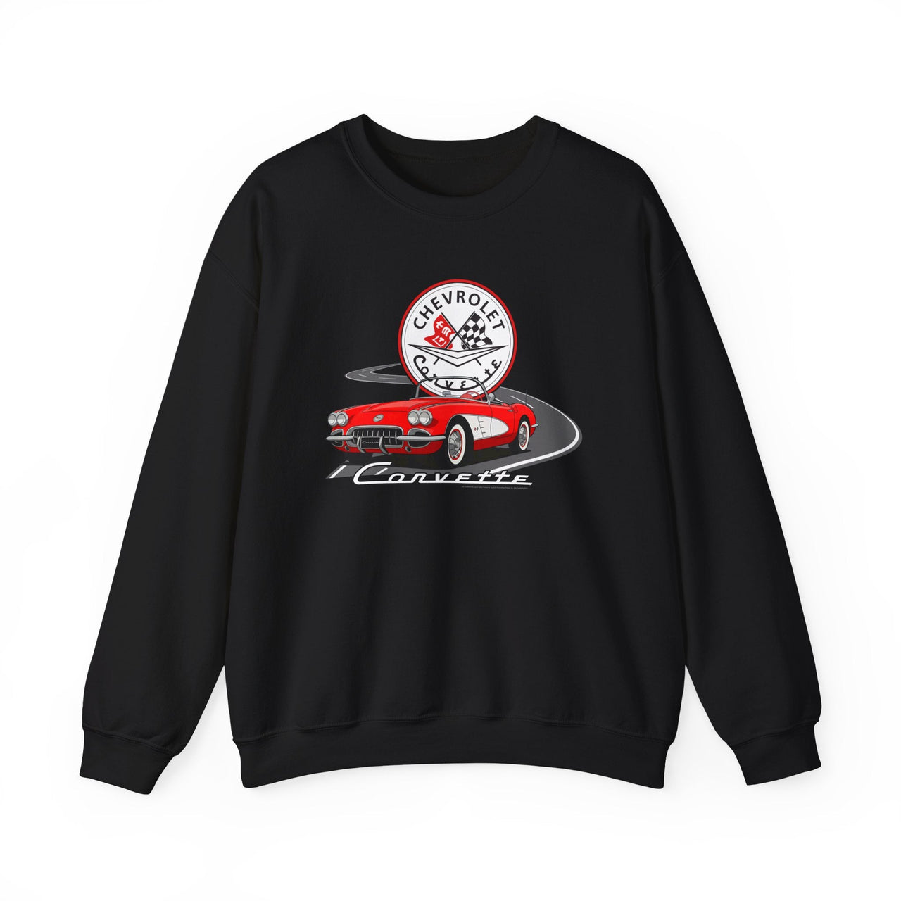 C1 Corvette Emblem & Track Crew Neck Cotton Blend Sweatshirt