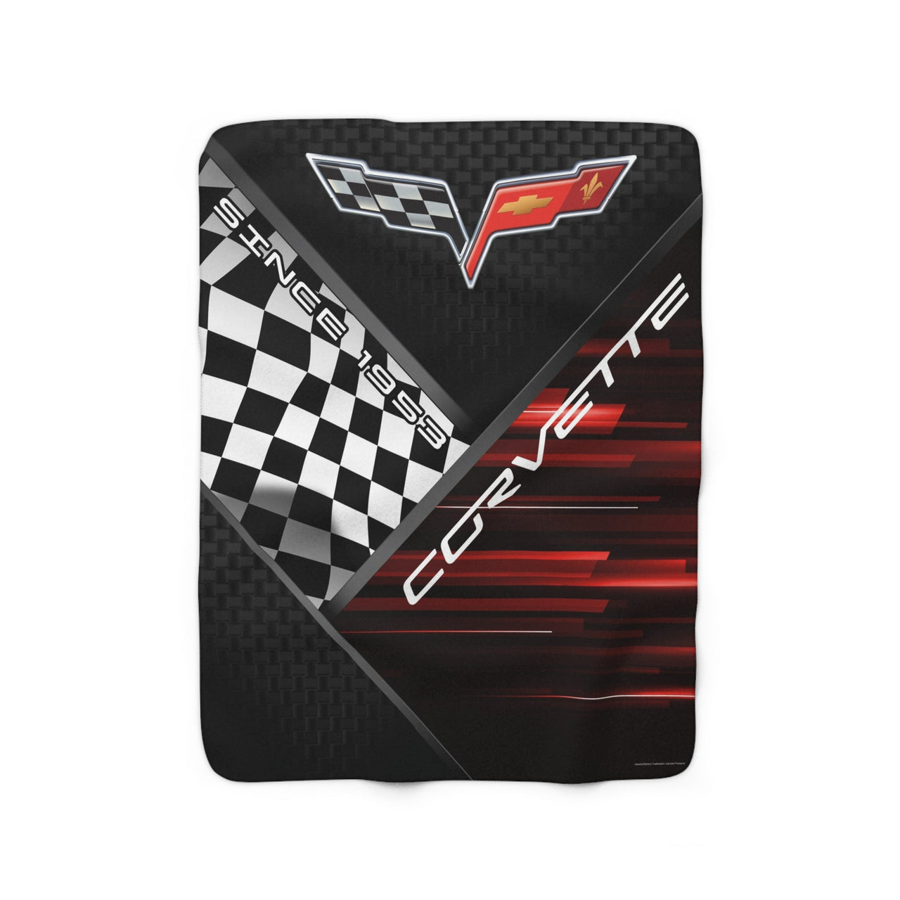 C6 Corvette Checkered Flag Racing Decorative Sherpa Blanket