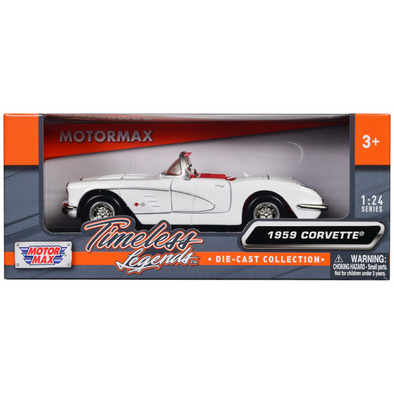 1959 Chevrolet Corvette C1 Convertible White with Red Interior "Timeless Legends" Series 1/24 Diecast Model Car