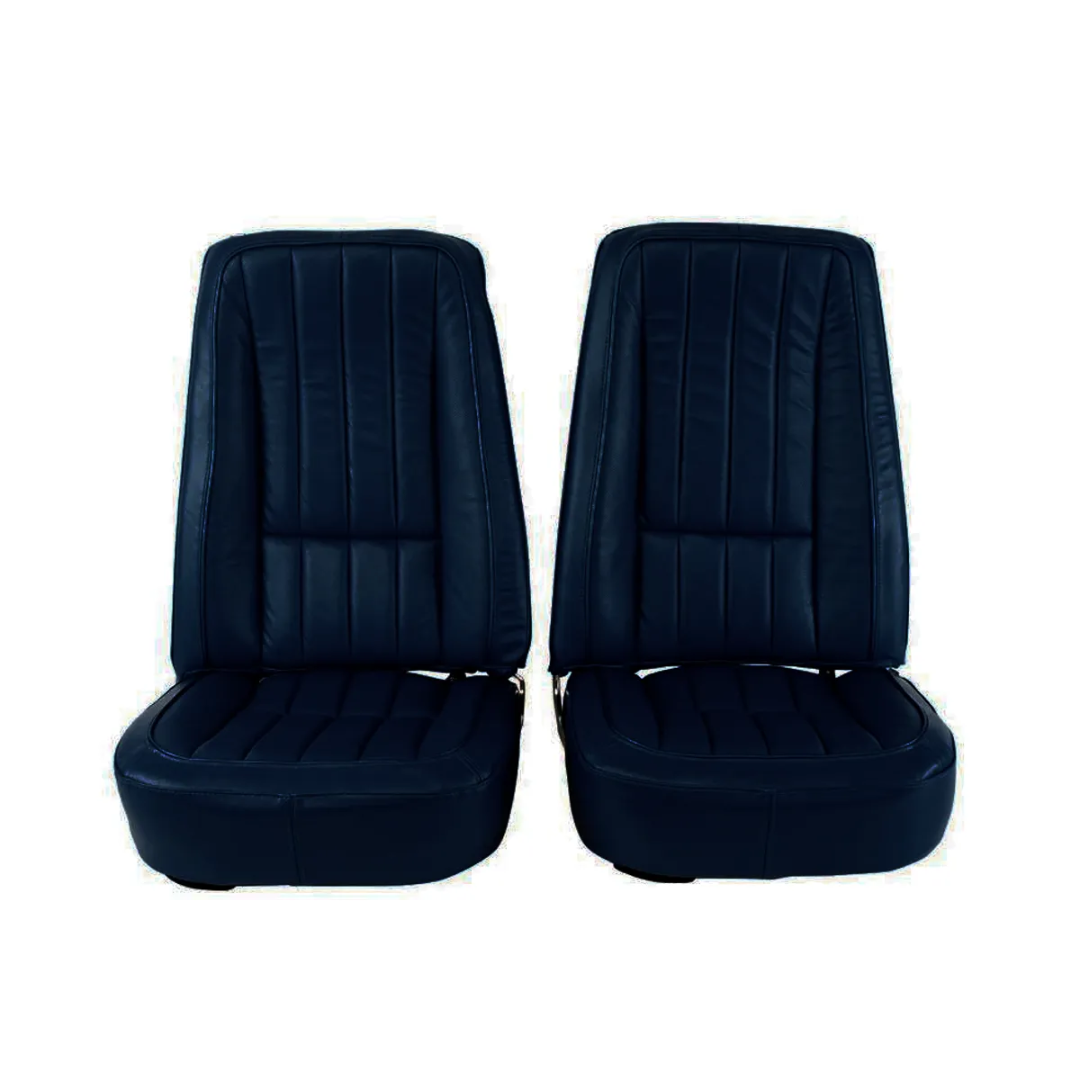 C3 1968 Corvette Mounted Seats Dark Blue 100% Leather First Design With Headrest Bracket - CA