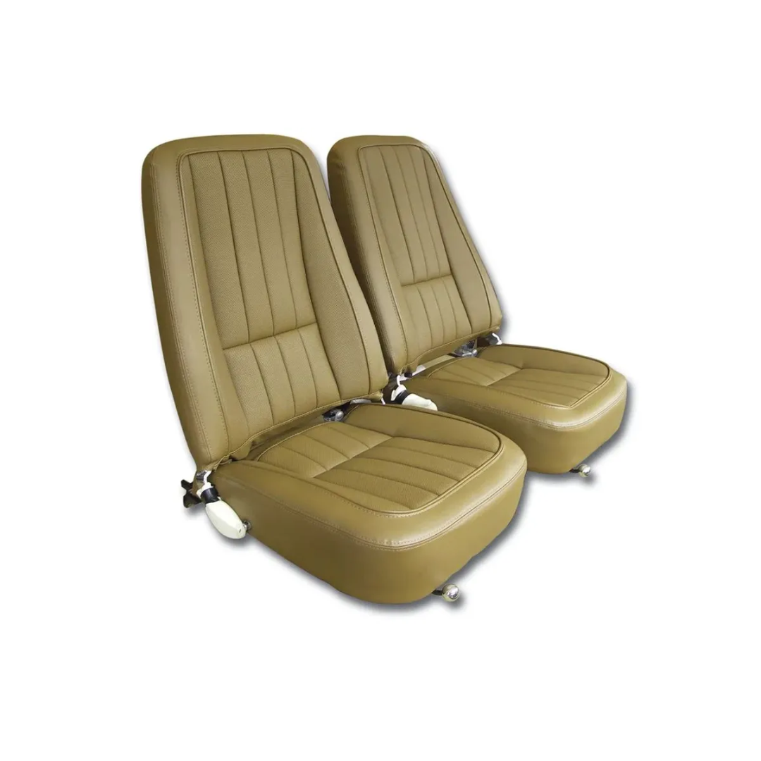 C3 1968 Corvette Mounted Seats Saddle 100% Leather Second Design With Headrest Bracket - CA