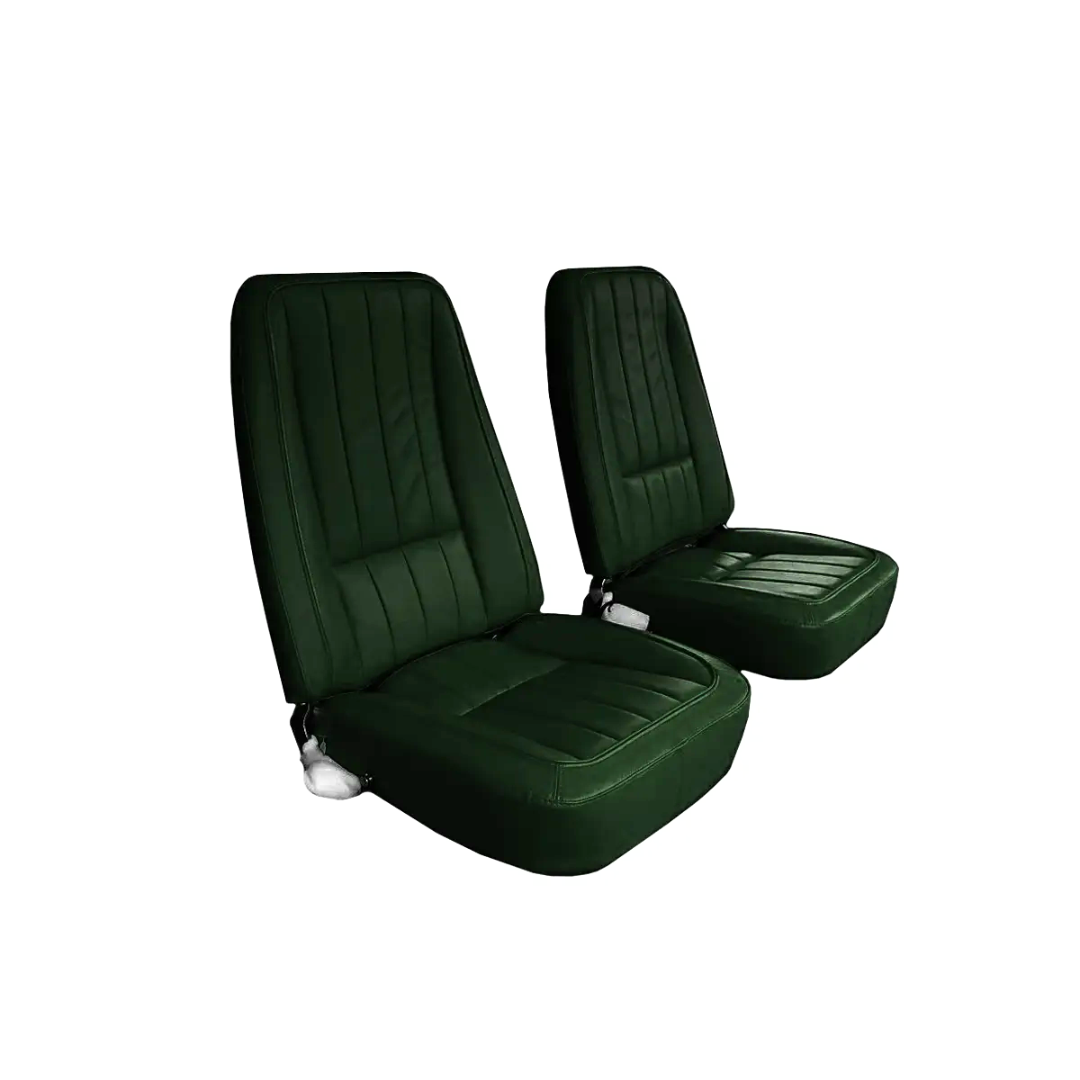 C3 1969 Corvette Mounted Seats Green 100% Leather With Headrest Bracket - CA