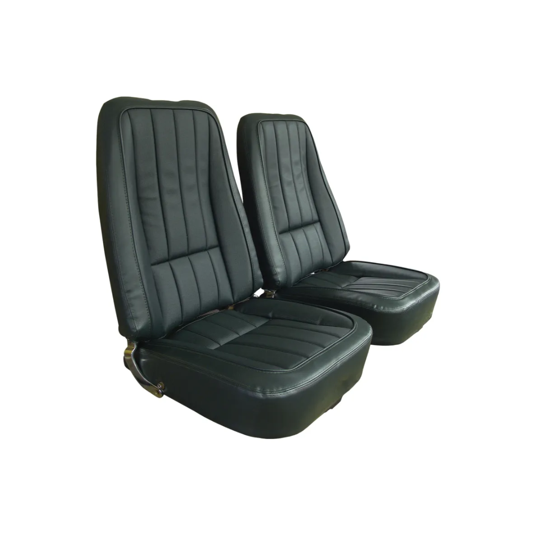 C3 1969 Corvette Mounted Seats Green "Leather-Like" Vinyl Without Headrest Bracket - CA