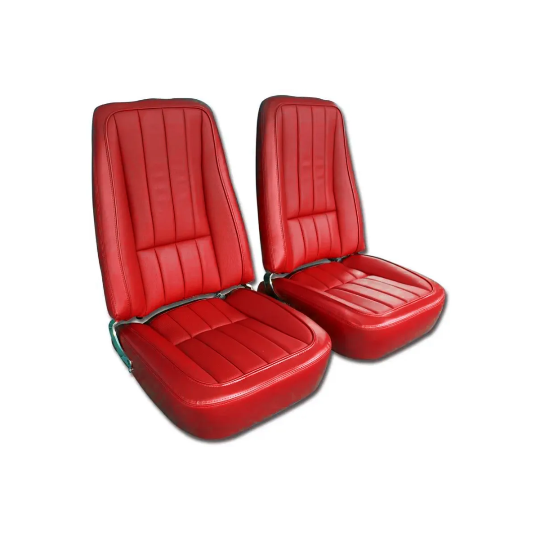 C3 1969 Corvette Mounted Seats Red Vinyl Without Headrest Bracket - CA