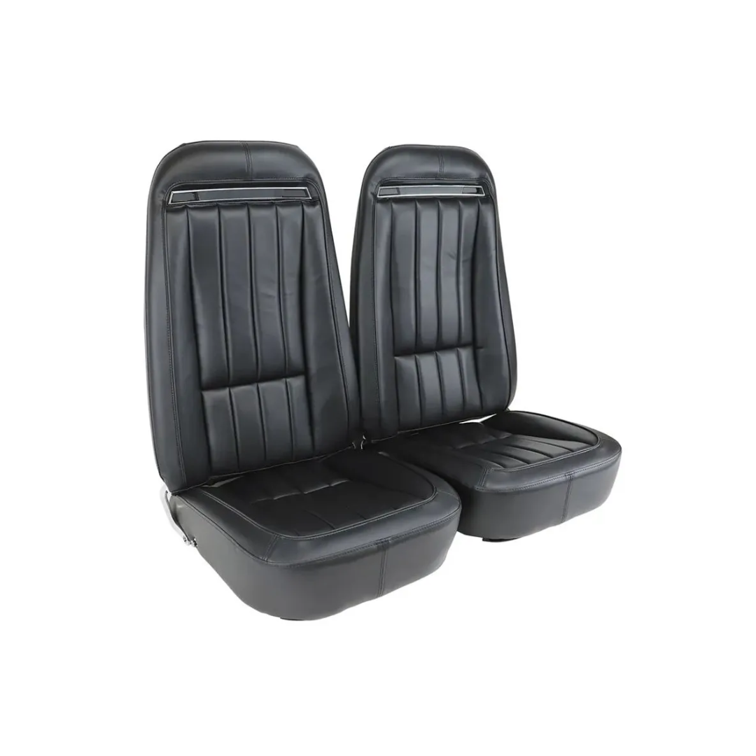 C3 1970-1971 Corvette Mounted Seats Black "Leather-Like" Vinyl Without Shoulder Harness - CA
