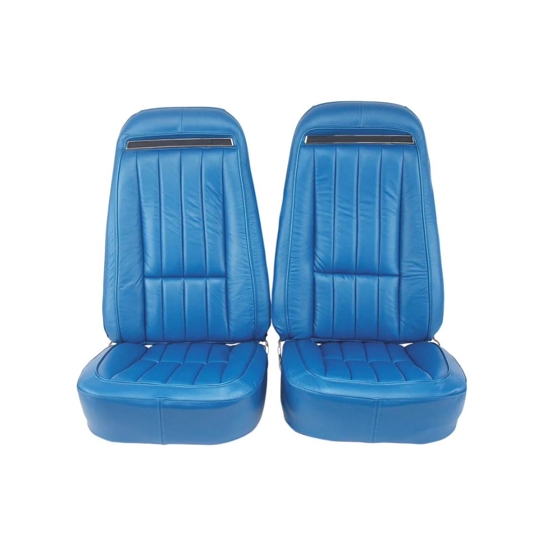 C3 1970-1971 Corvette Mounted Seats Red 100% Leather With Shoulder Harness - CA