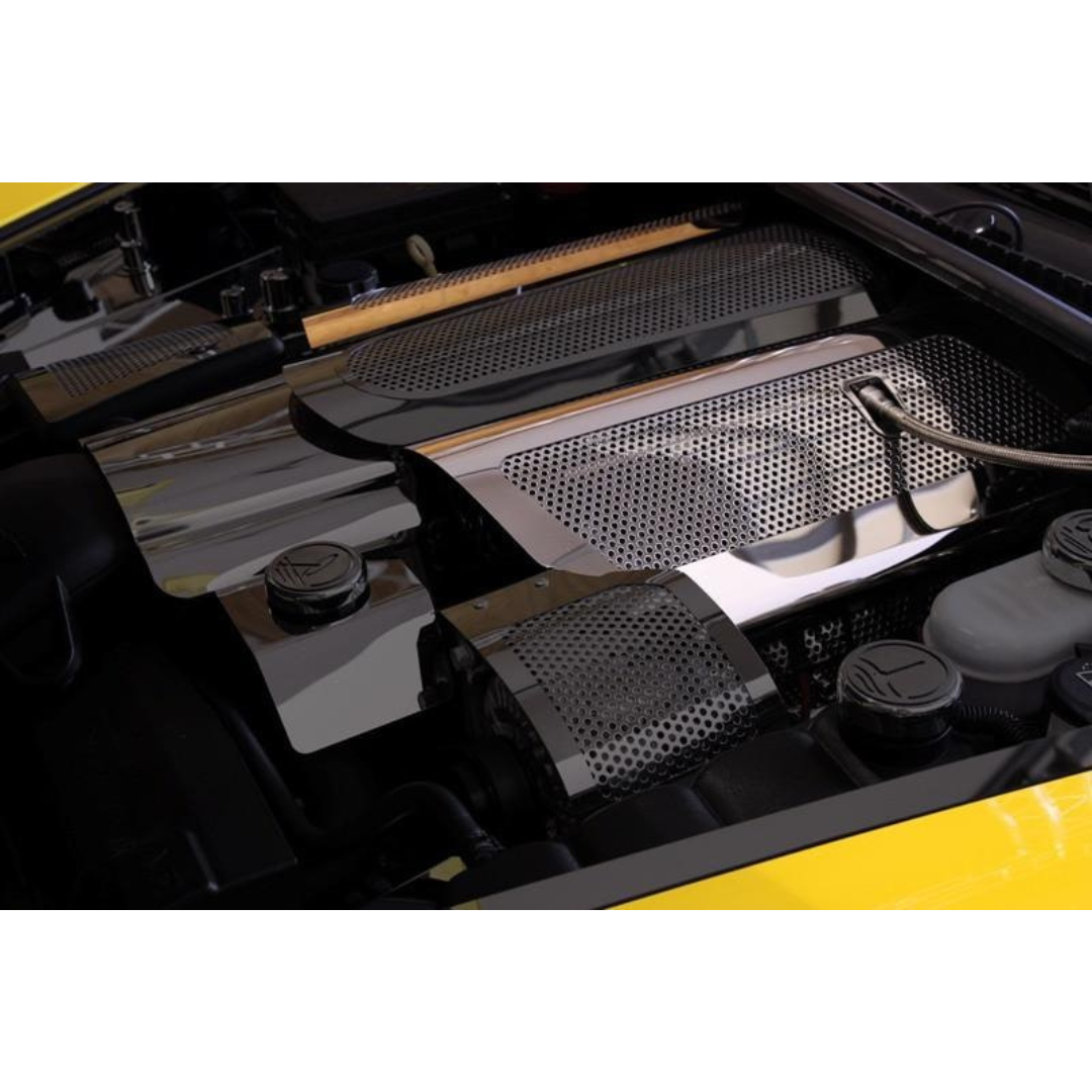 C6 Corvette LS2 Fuel Rail Covers - 2005-2007 Replacement Style Stainless Steel