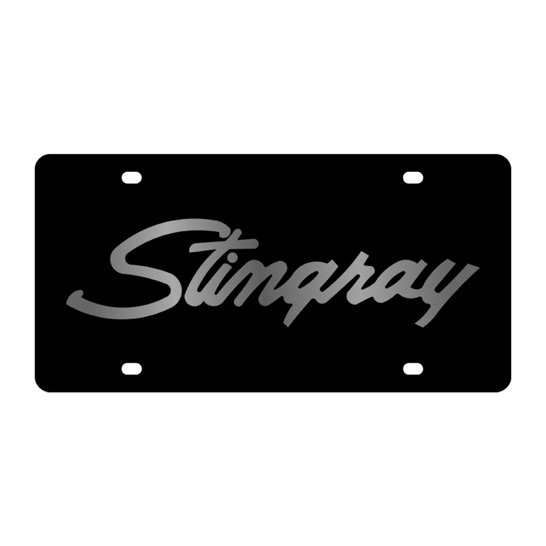 Chevrolet Corvette Stingray Script Carbon Steel License Plate