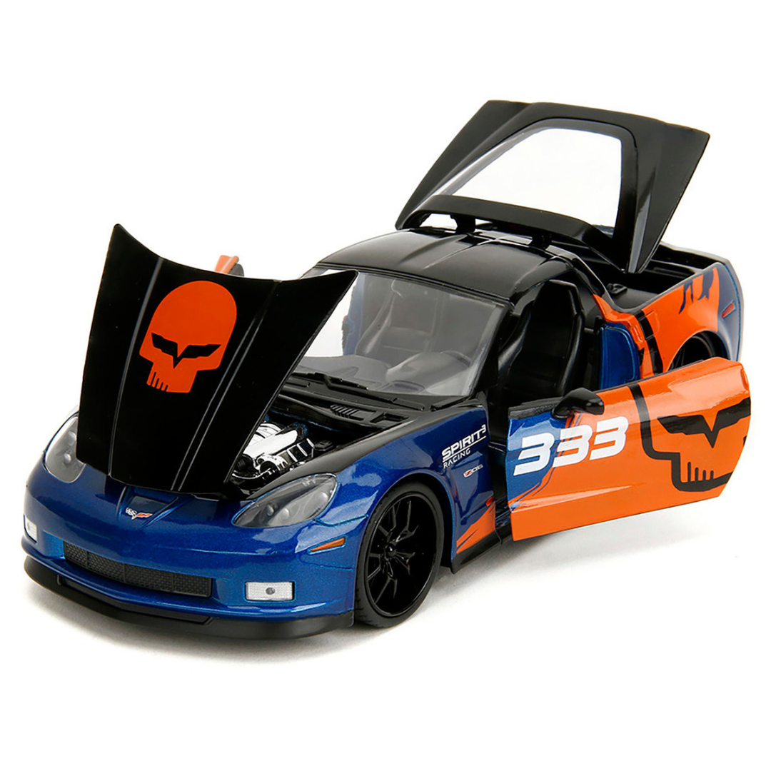 2006 Chevrolet Corvette Z06 #333 "Spirit Racing" Blue Metallic and Orange with Black Hood and Top "Bigtime Muscle" Series 1/24 Diecast Model Car