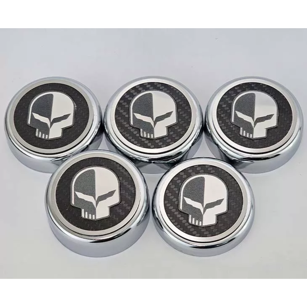2014-2019 C7 Stingray Z06/ZR1/Grand sport - Fluid Cap Covers JAKE Style Real Carbon Fiber | 6 Piece Set