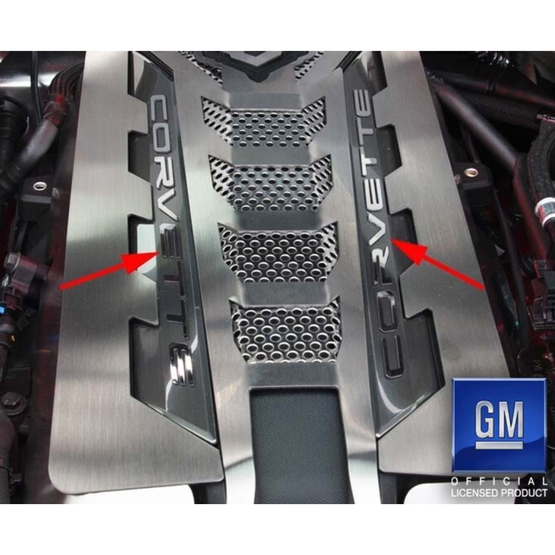 2020-2026 C8 Corvette Coupe - Engine Shroud CORVETTE Lettering | Stainless Steel (Brushed OR Polished Finish)