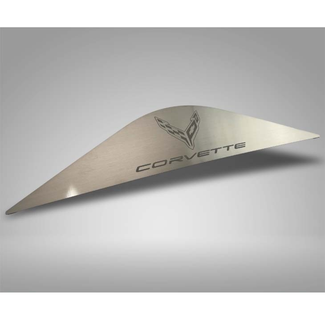 2020-2026 C8 Corvette Coupe - Rear Vanity Plate w/Etched Corvette Logo | Brushed Finish