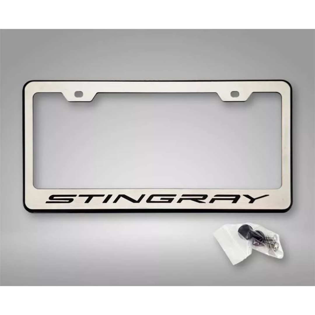 2020-2024 C8 Corvette - License Plate Frame Stingray Style Black | Stainless Steel
