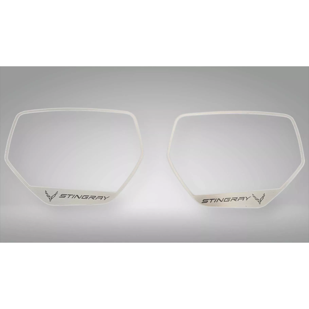 2020-2026 C8 Corvette - Side Mirror Trim STINGRAY Style | Brushed Stainless