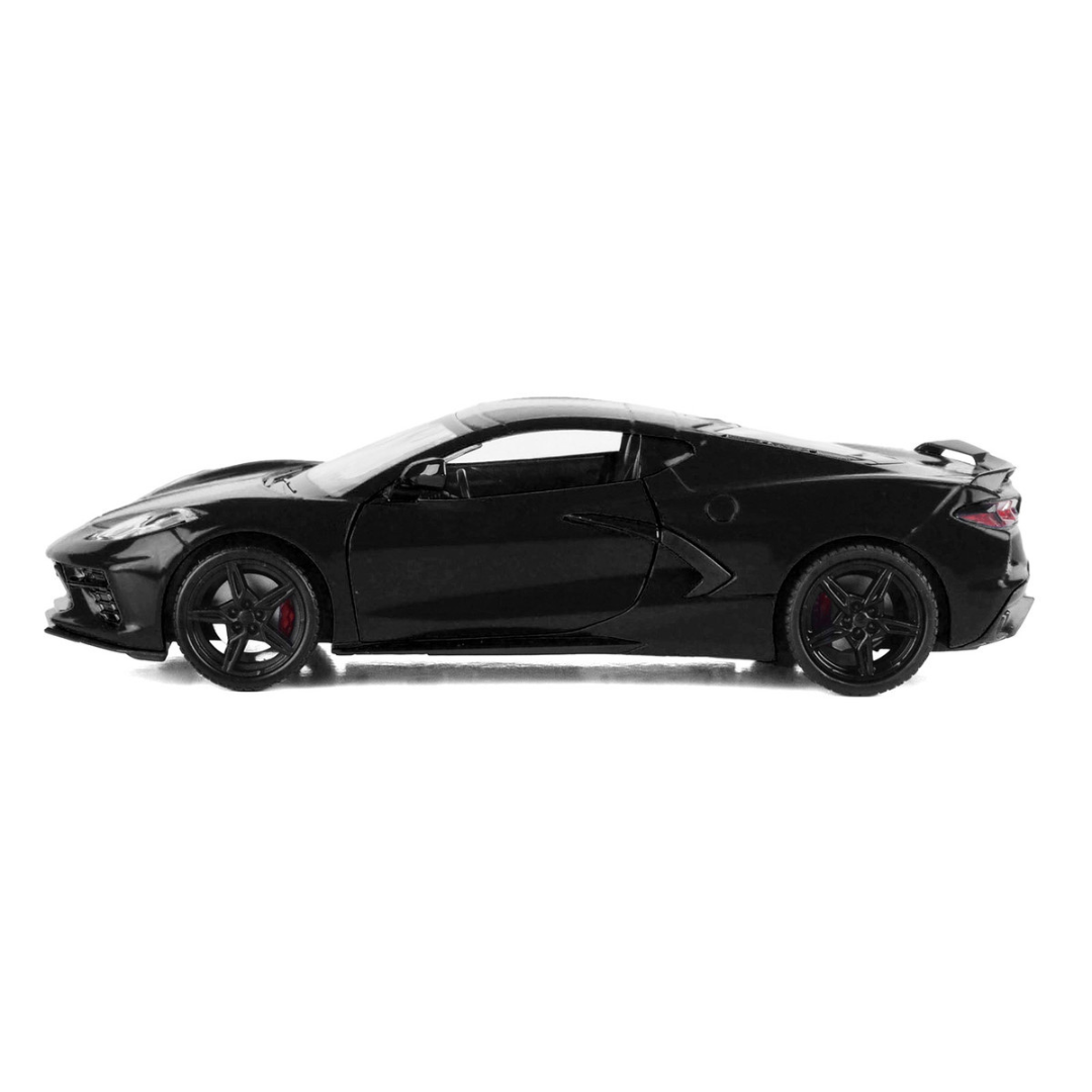2020 Chevrolet Corvette C8 Stingray Black with Silver Stripes "Timeless Legends" Series 1/24 Diecast Model Car
