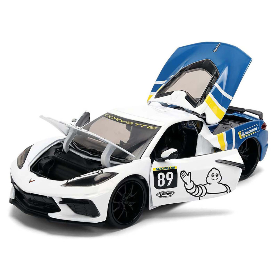 2020 Chevrolet Corvette Stingray C8 #89 "Michelin" White with Yellow and Blue Stripes "Bigtime Muscle" Series 1/24 Diecast Model Car