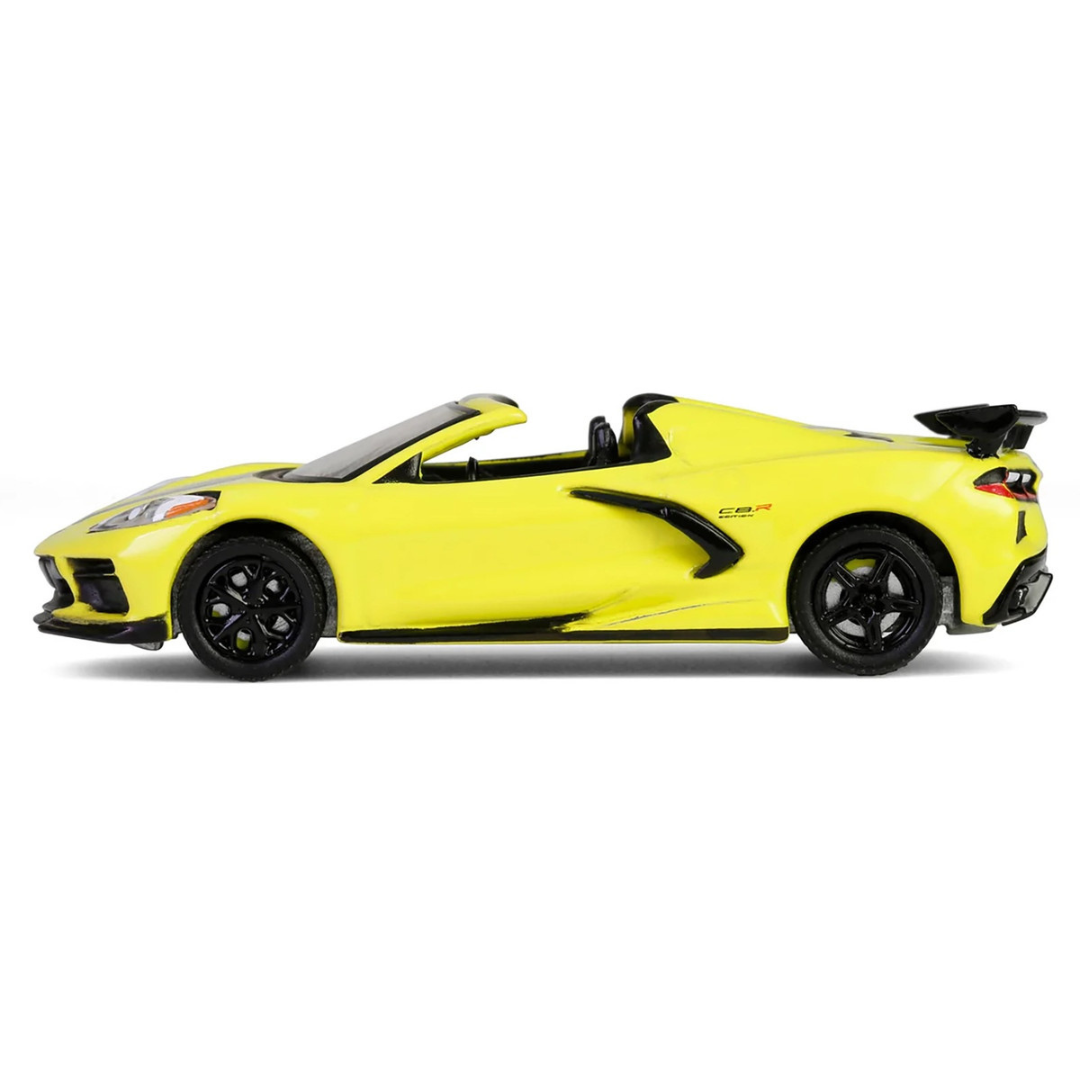 2022 Chevrolet Corvette C8.R Convertible Yellow with Silver Stripes "Barrett-Jackson" Series 15 1/64 Diecast Model Car