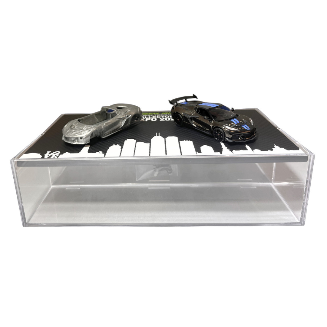 2025 Chevrolet Corvette C8 ZR1 Black with Blue Stripes with Raw Casting Dual Pack "2025 Greenlight Waltersons Collector's Expo Exclusive" 1/64 Diecast Model Car