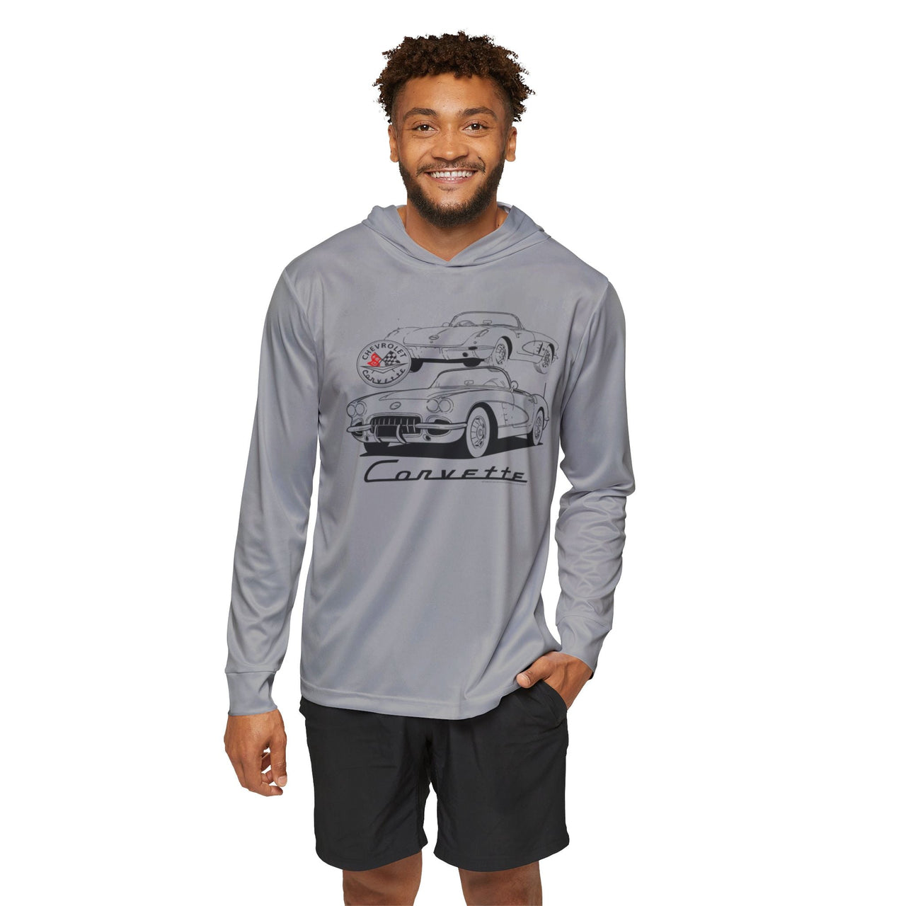 C1 Corvette Silhouette Hooded Performance Long Sleeve Tee