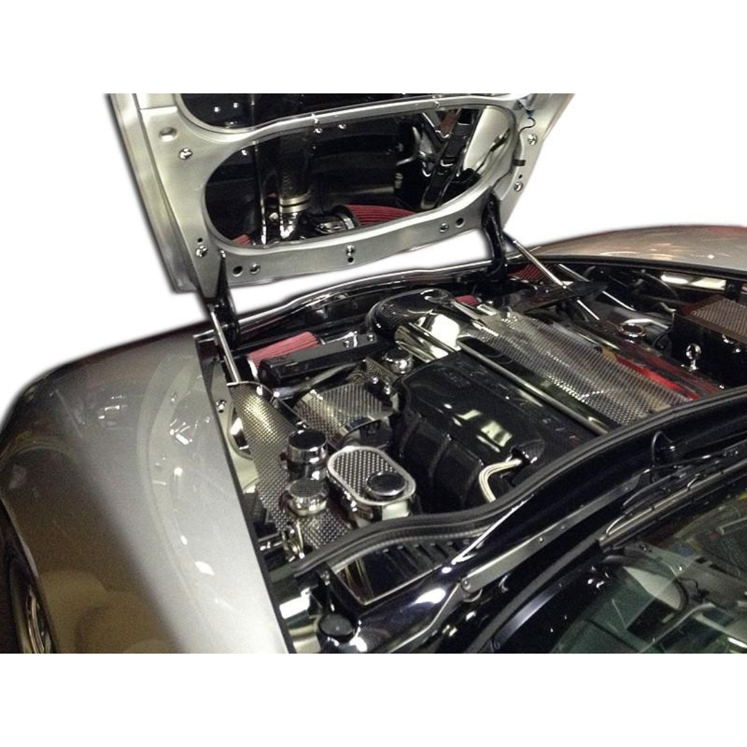 C6 Corvette Water Tank Cover w/ Caps - Perforated Polished Stainless Steel (Manual)