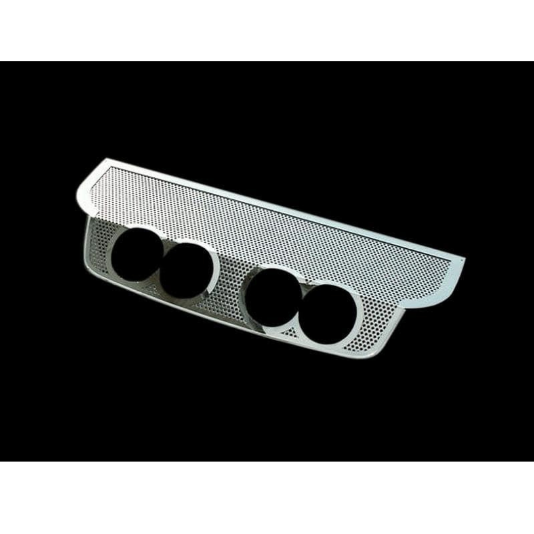 C6 Corvette Exhaust Filler Panel Perforated Polished Stainless Steel - B&B Route 66 Quad 4.0 Round Tips