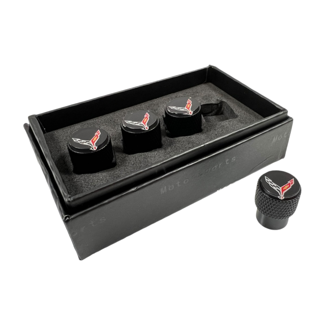 Chevrolet Corvette C8 Black Knurled Valve Stem Caps