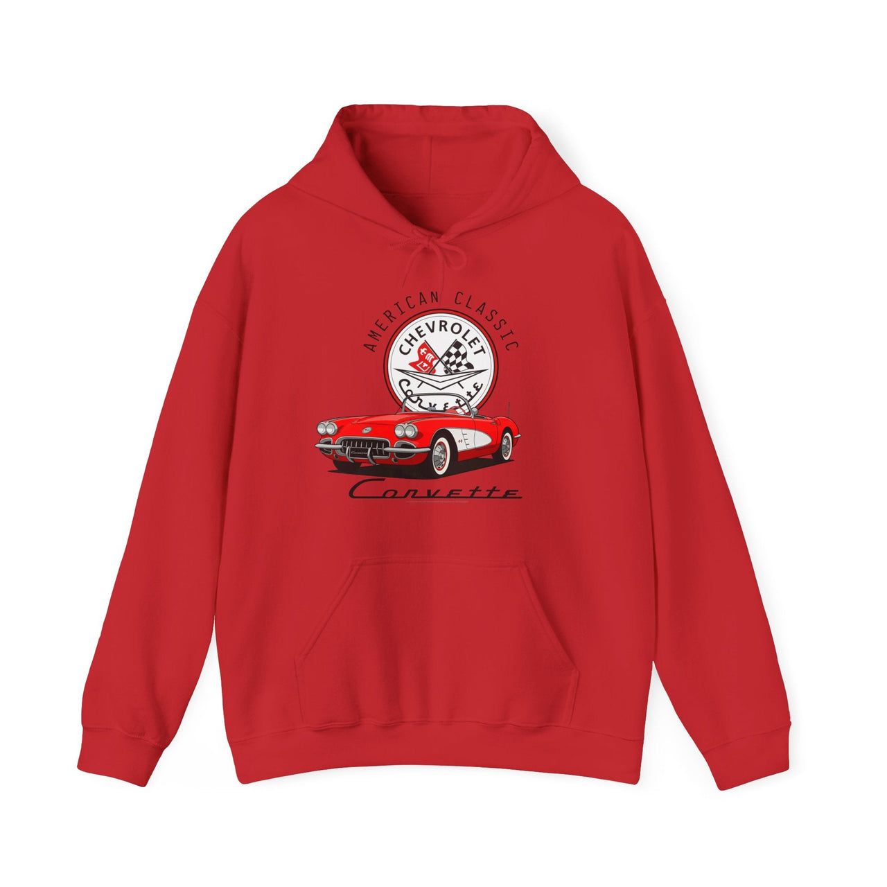 C1 Corvette American Classic Emblem Cotton Blend Hooded Sweatshirt