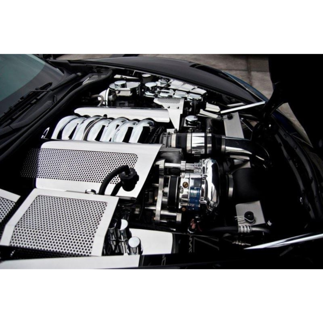 C6 Corvette Fuel Rail Covers - Polished Perforated Stainless Steel 2008-2013