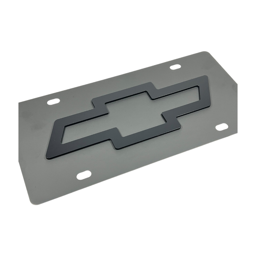 Chevrolet Bowtie Blacked Out Carbon Steel License Plate