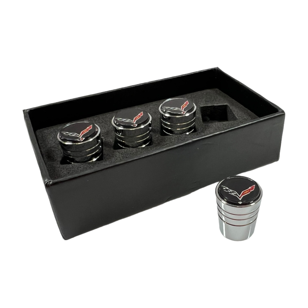 Chevrolet Corvette C7 Chrome Tapered Valve Stem Caps