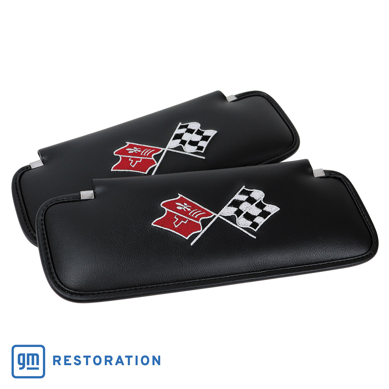 1968-1968 Corvette Sunvisors Black Embroidered W/Logo-405920-Corvette-Store-Online