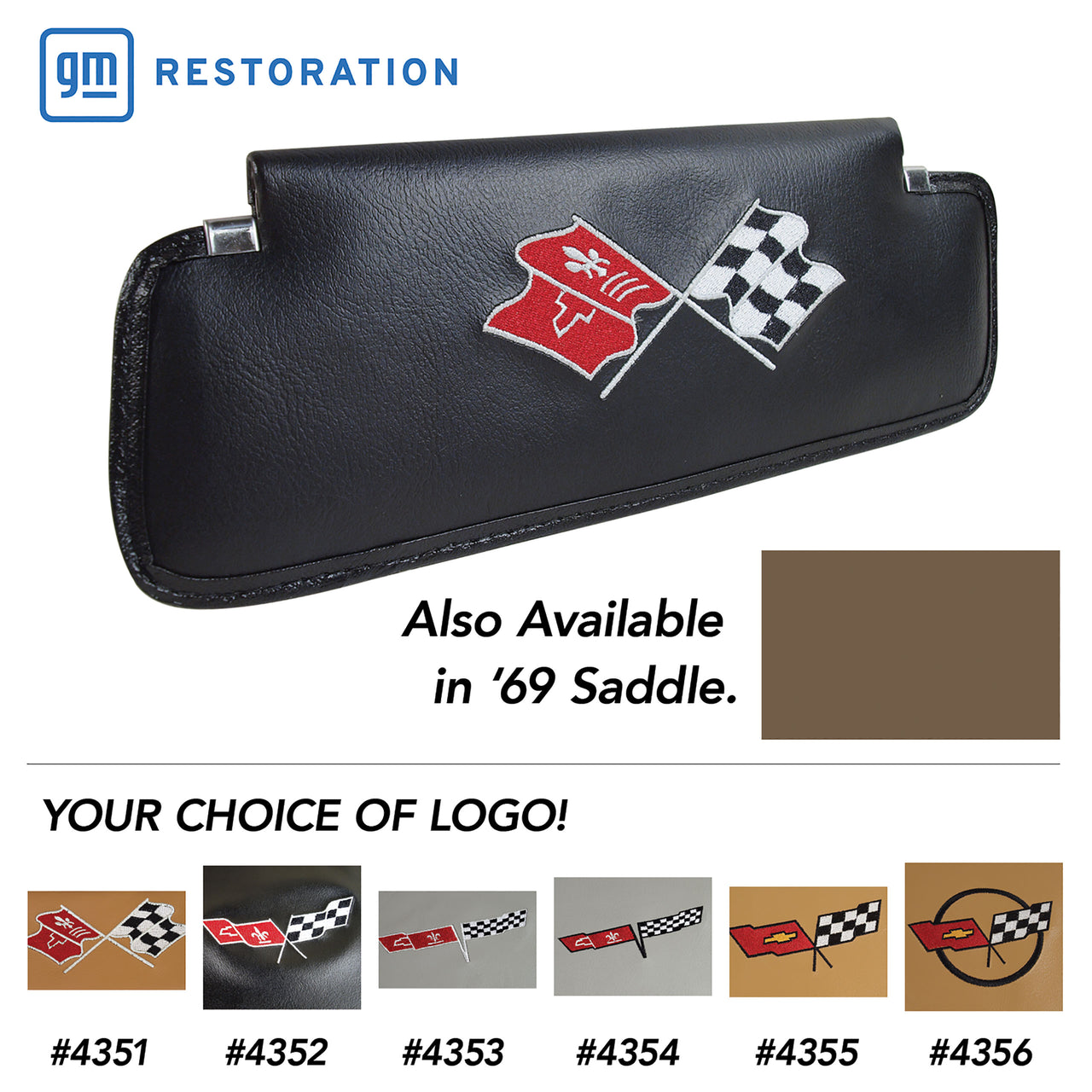 C3 1969 Corvette Sunvisors Embroidered W/Logo - CA