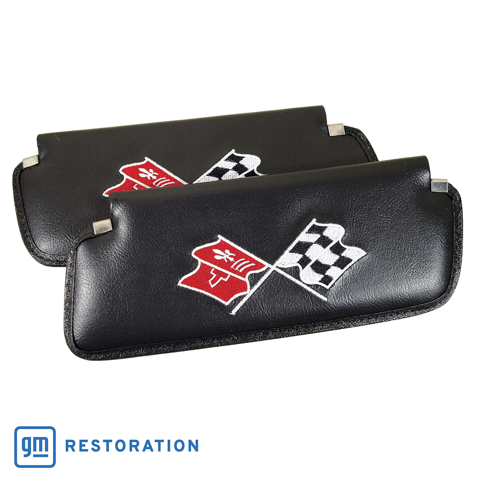 1974-1975 Corvette Sunvisors Black Madrid Embroidered W/Logo-408520-Corvette-Store-Online