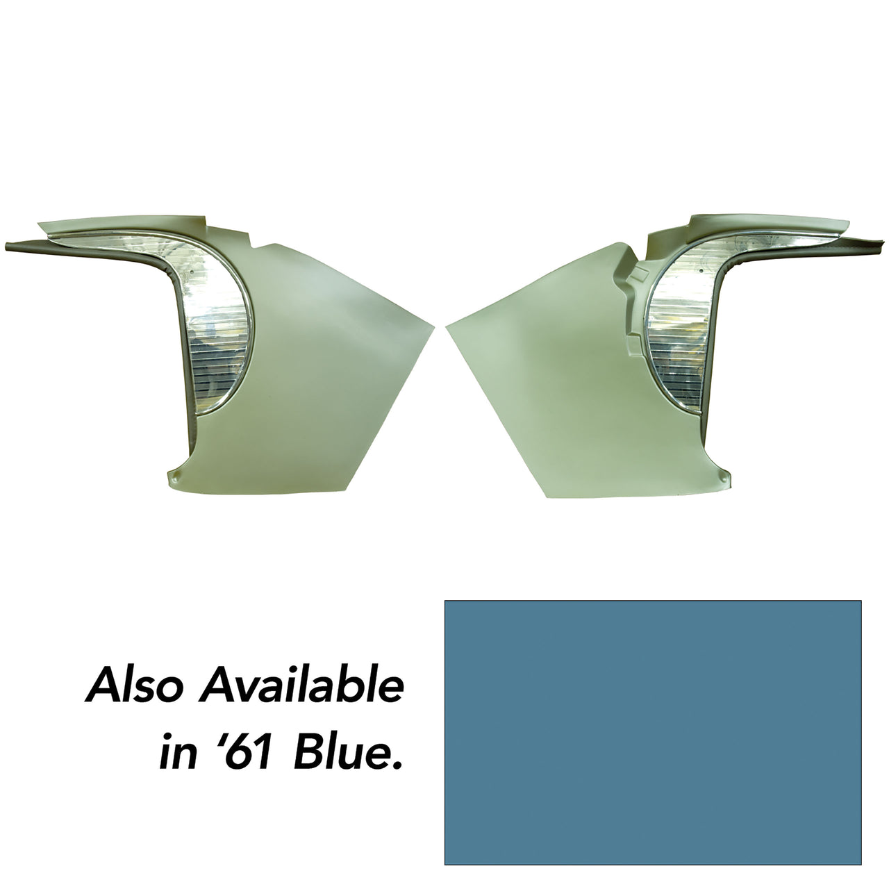 1961-1961 Corvette Deluxe Kick Panels W/Metal Insert & Trim - Blue-412408-Corvette-Store-Online