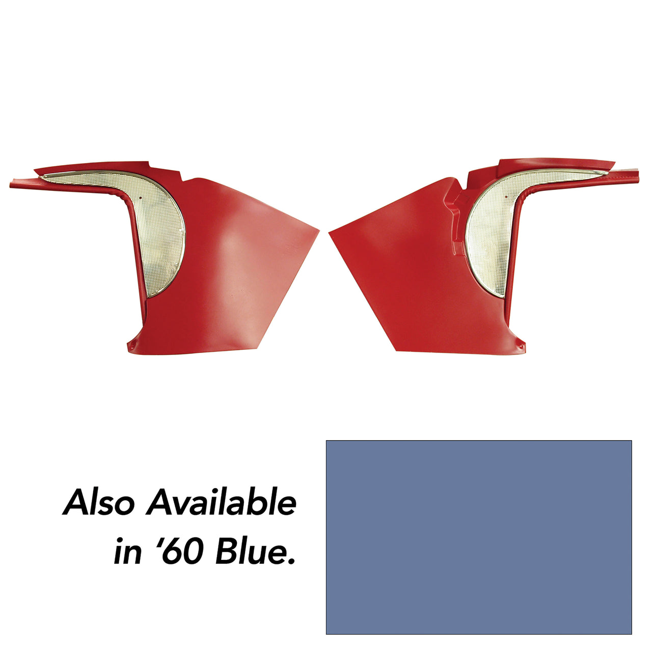 1960-1960 Corvette Deluxe Kick Panels W/Metal Insert & Trim - Blue-412507-Corvette-Store-Online