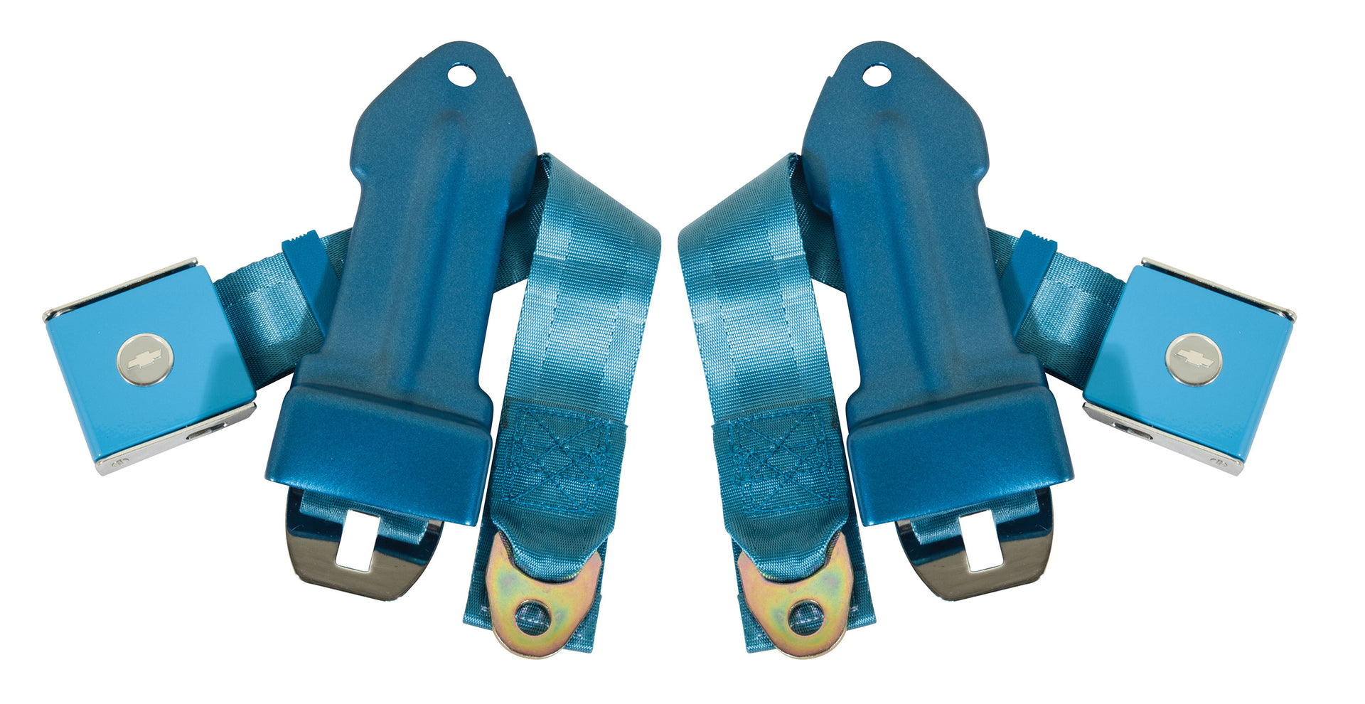 1965-1966 Corvette Seat Belts Bowtie Lift Latch - Bright Blue-41598-Corvette-Store-Online