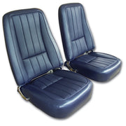 1968-1968 Corvette Mounted Seats Dark Blue Vinyl Second Design With Headrest Bracket-417632MLH-Corvette-Store-Online