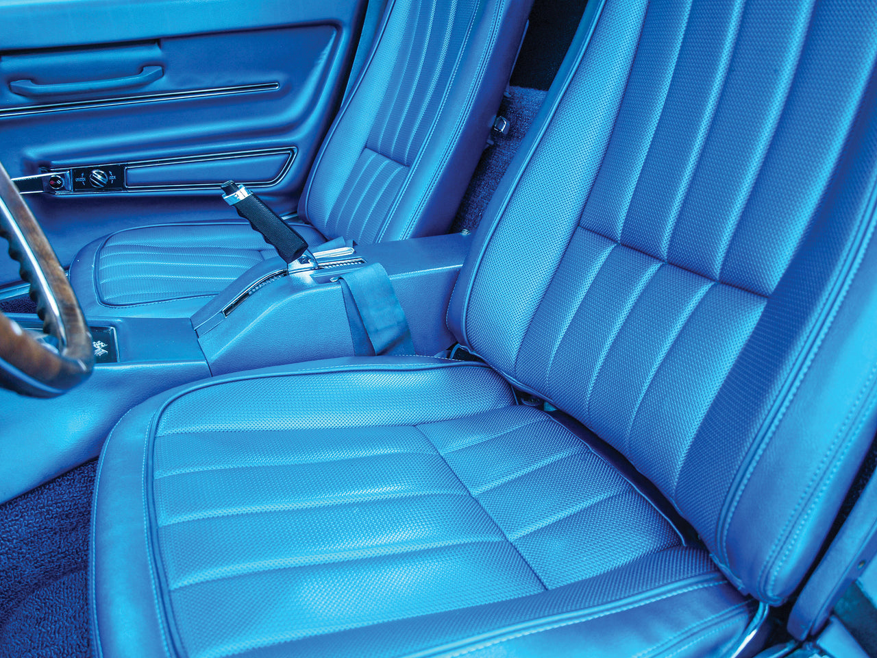 1968-1968 Corvette Mounted Seats Bright Blue Vinyl Second Design With Headrest Bracket-417641MLH-Corvette-Store-Online