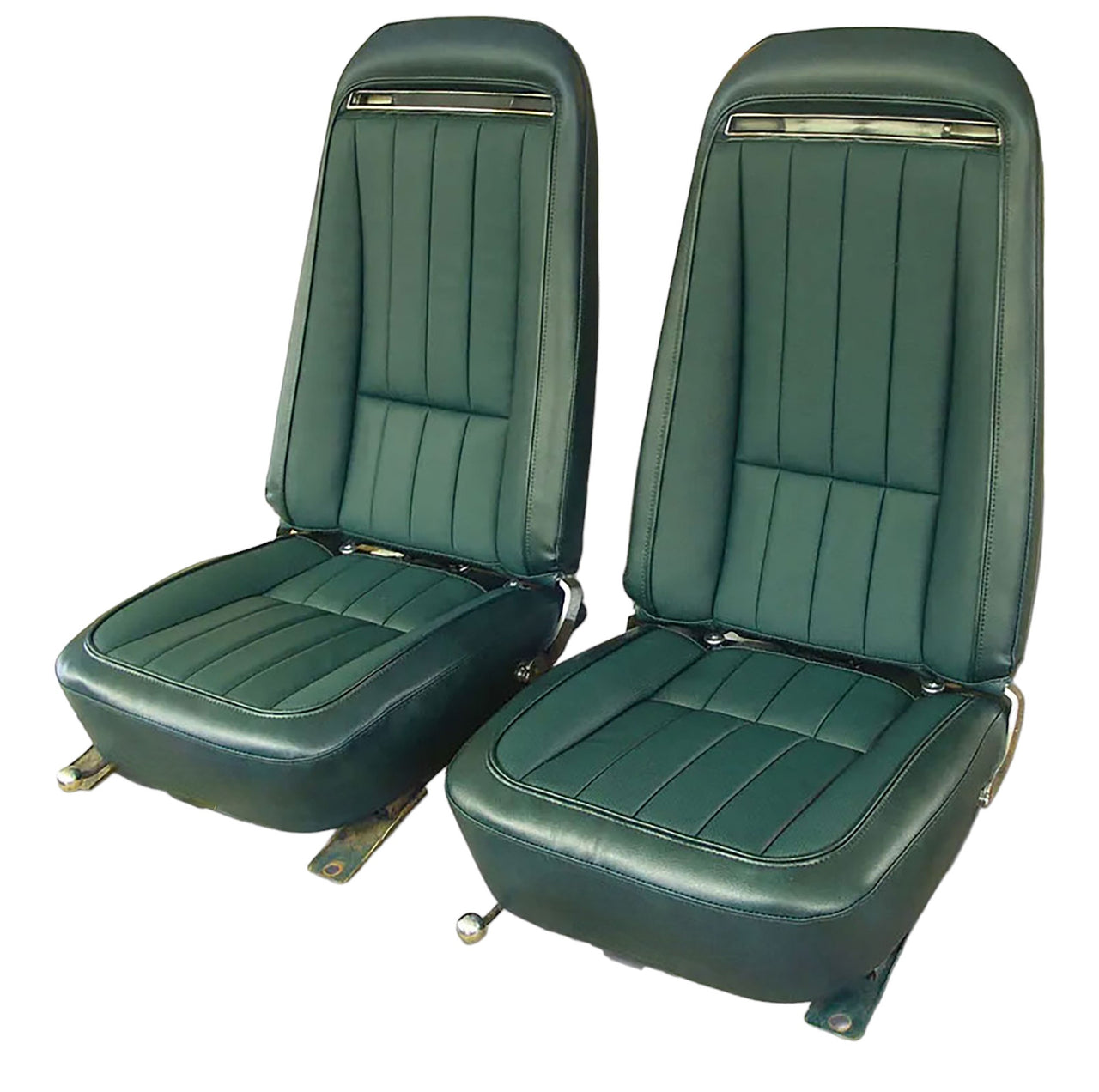 1970-1970 Corvette Mounted Seats Green Vinyl With Shoulder Harness-417817MS-Corvette-Store-Online