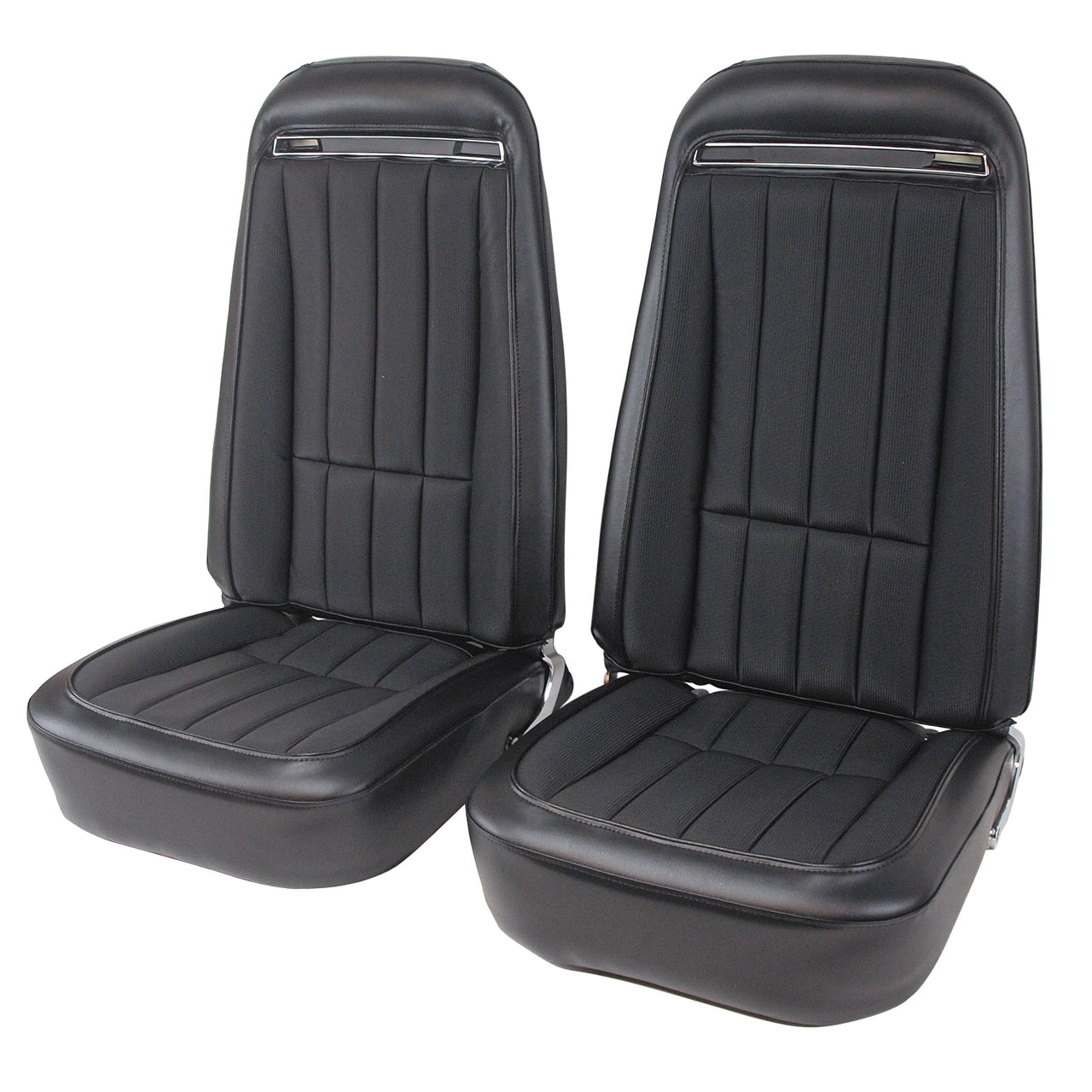 1970-1974 Corvette Mounted Seats Black Vinyl With Shoulder Harness-417820MS-Corvette-Store-Online