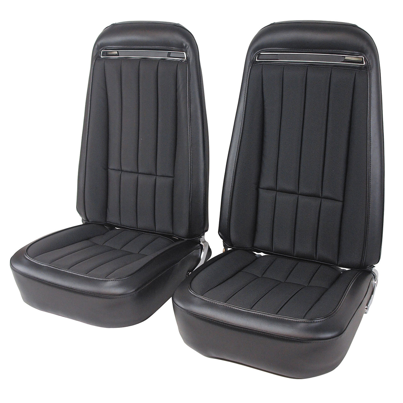 1970-1974 Corvette Mounted Seats Black Vinyl Without Shoulder Harness-417820M-Corvette-Store-Online