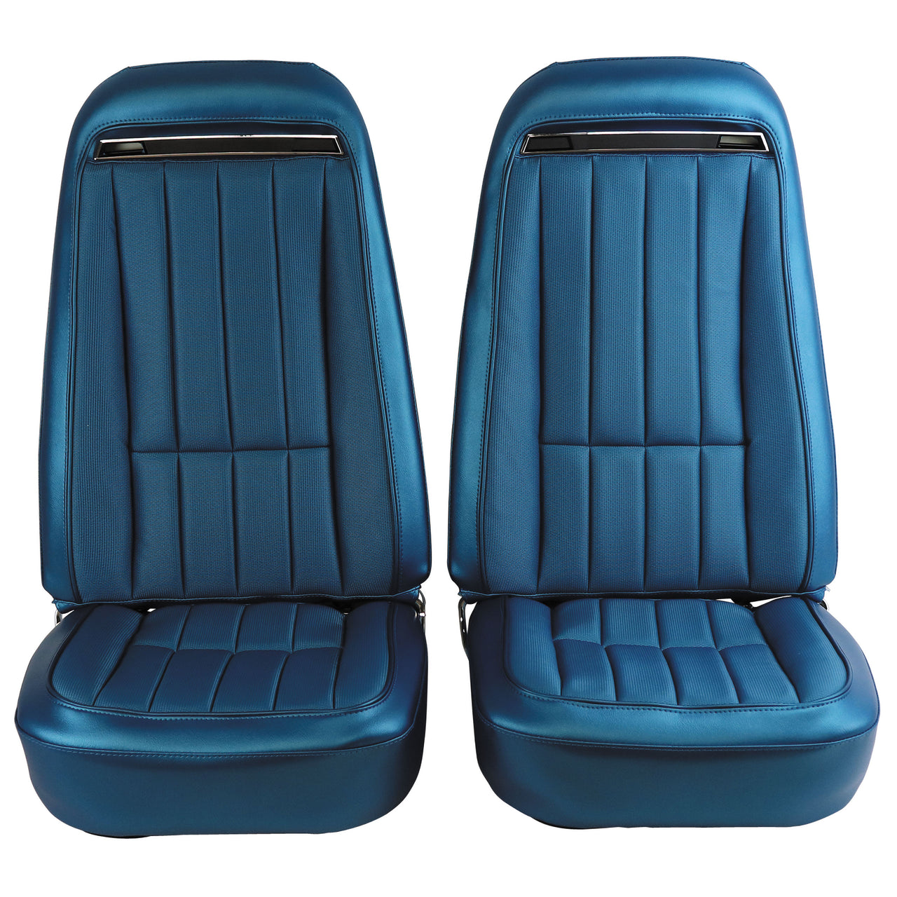 1970-1970 Corvette Mounted Seats Bright Blue Vinyl With Shoulder Harness-417841MS-Corvette-Store-Online