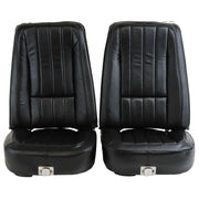 1969-1969 Corvette Mounted Seats Black 100% Leather With Headrest Bracket-418920MH-Corvette-Store-Online